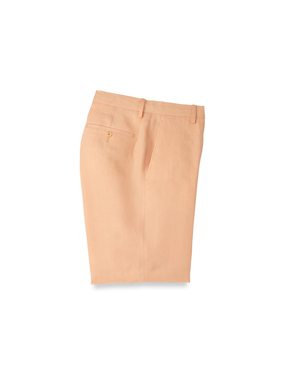 Linen Chambray Twill Flat Front Shorts - Apricot