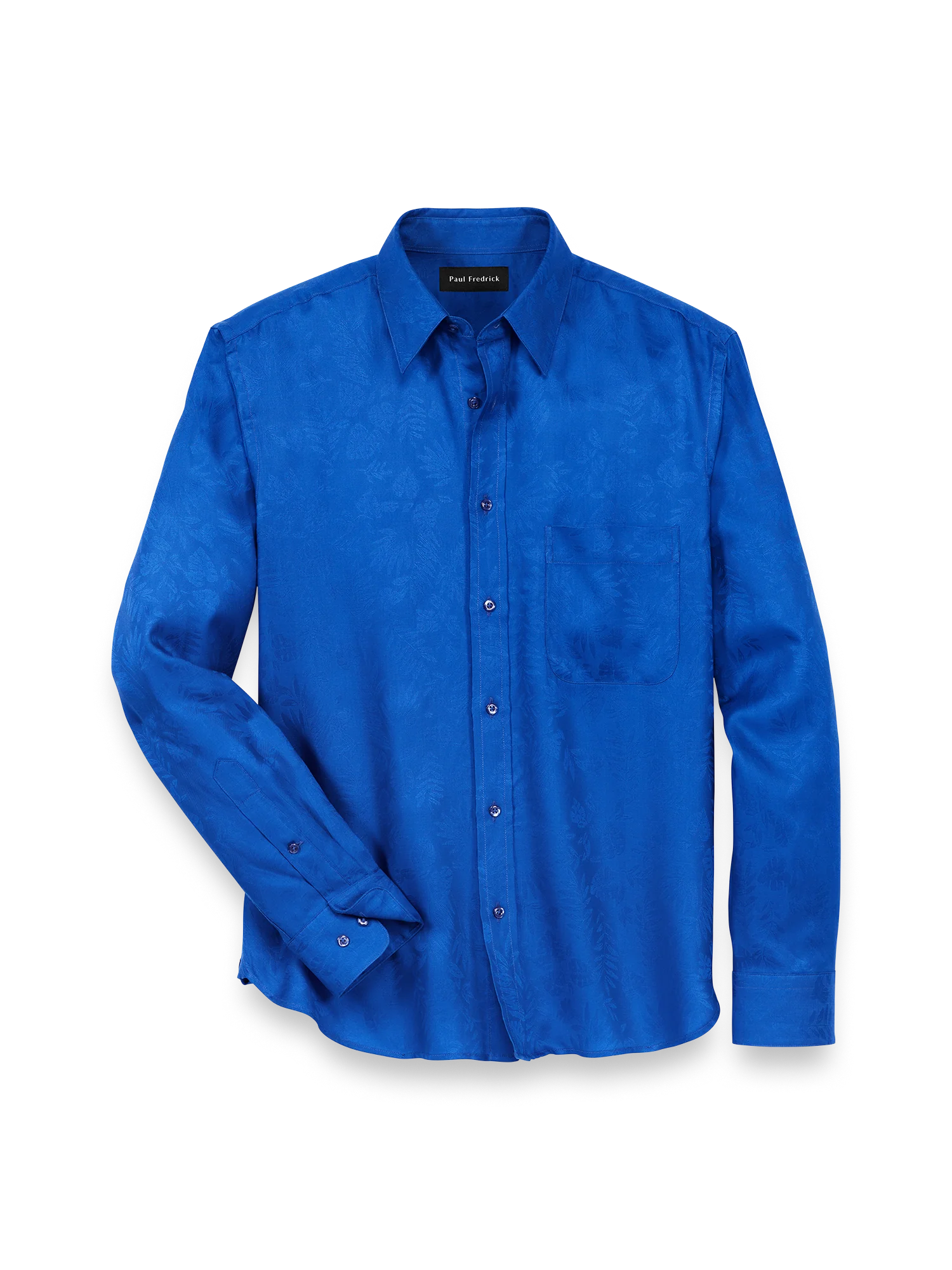 Lyocell Solid Jacquard Casual Shirt - Blue
