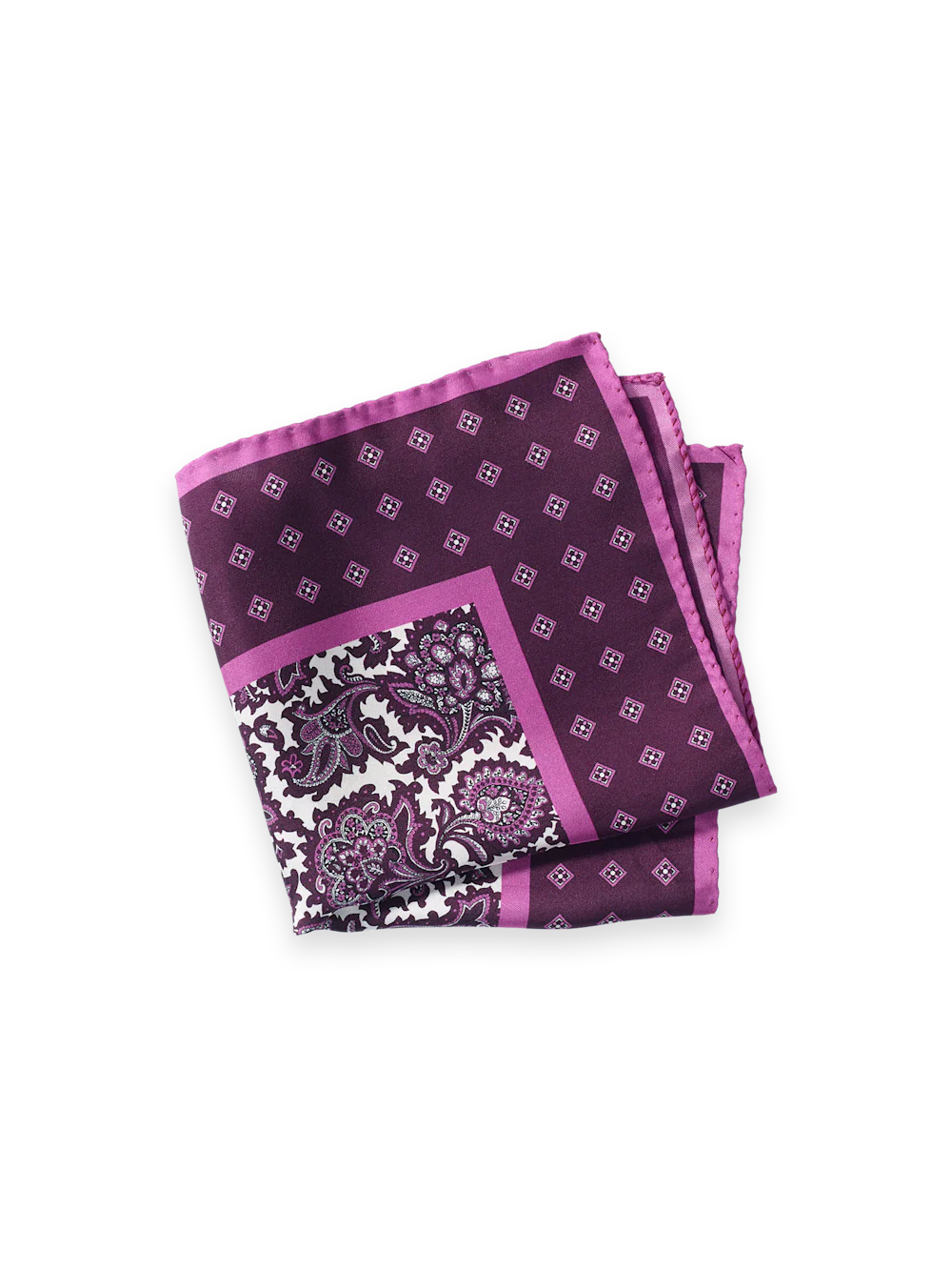 Medallion Silk Pocket Square - Purple Multi