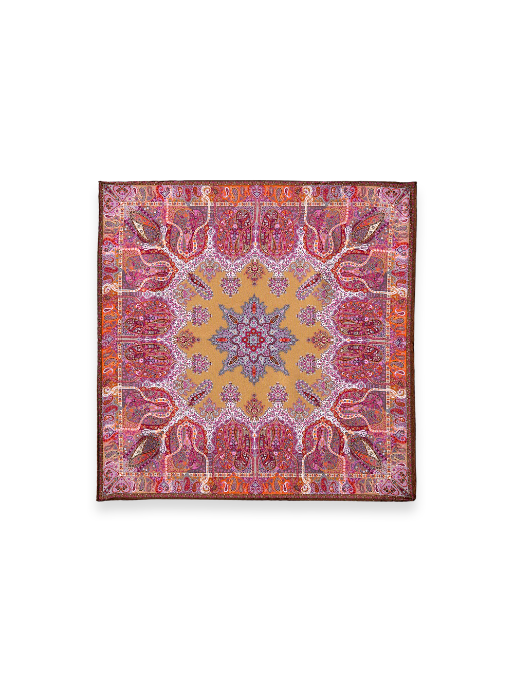 Medallion Silk Pocket Square - Multi - Image 2