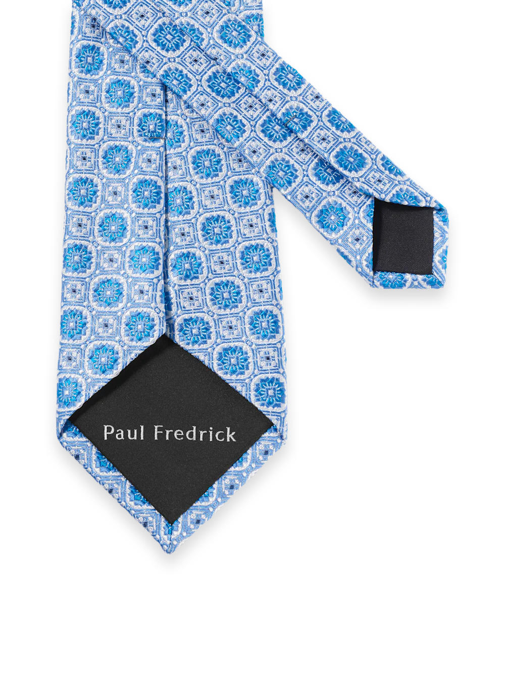Medallion Woven Silk Tie - Light Blue - Image 3