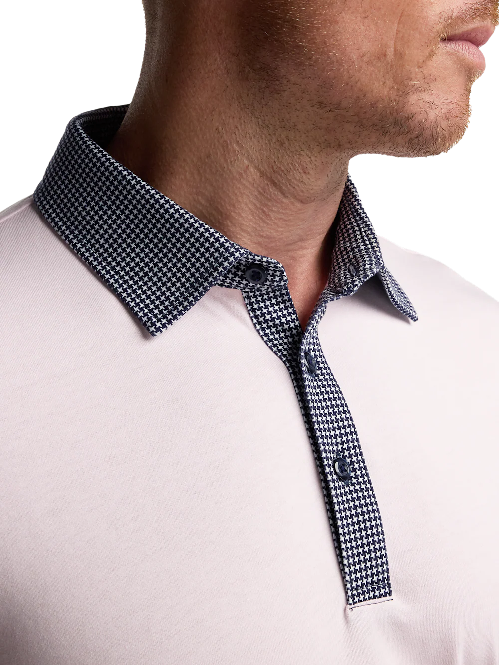 Mercerized Cotton Three Button Polo - Pink - Image 3