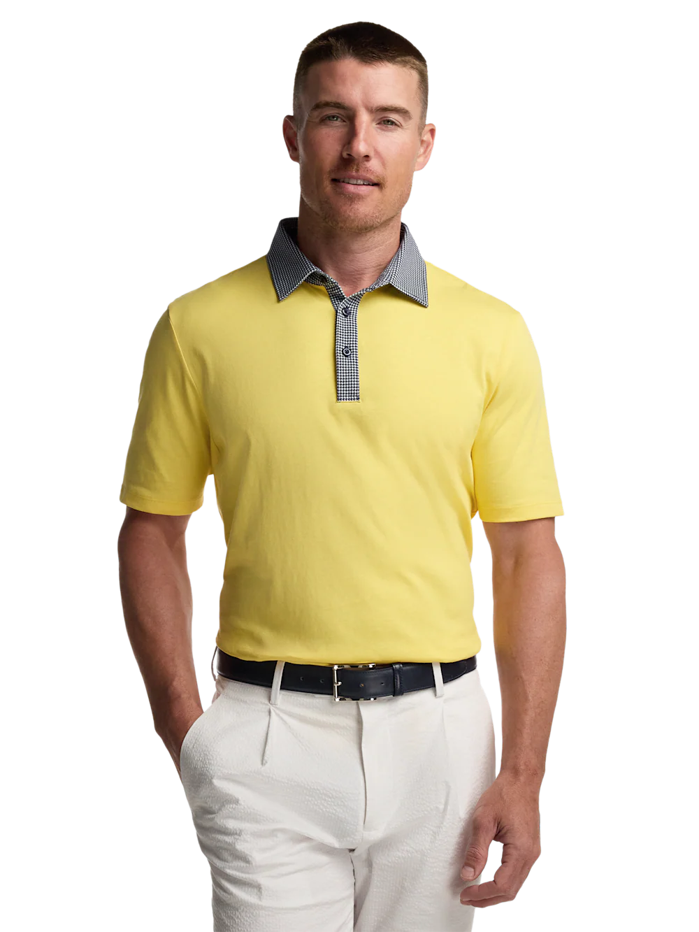 Mercerized Cotton Three Button Polo - Yellow - Image 2
