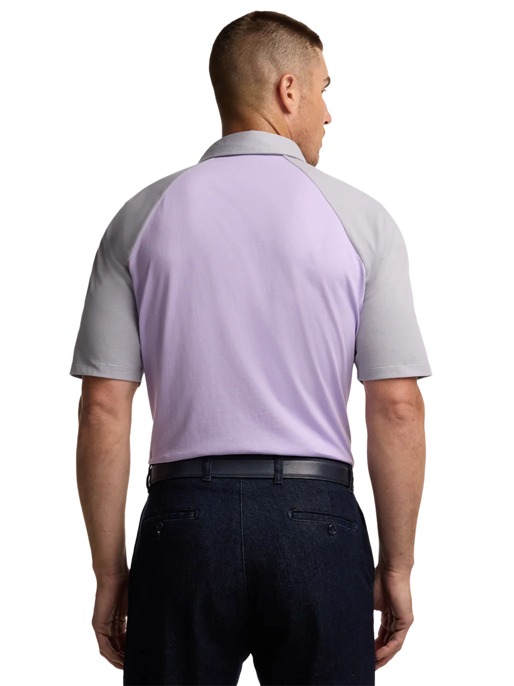 Mercerized Cotton Three Button Polo - Purple - Image 5