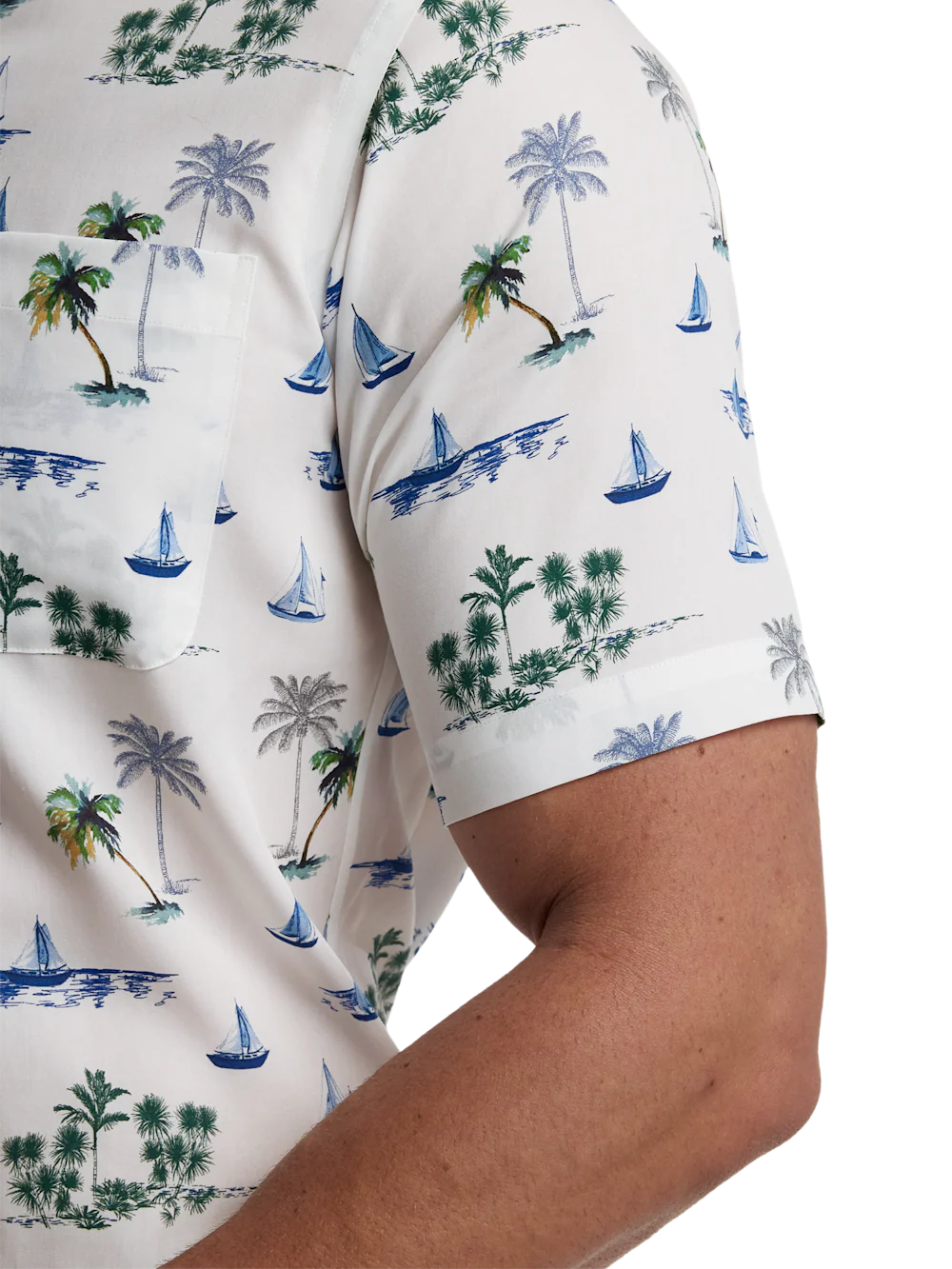 Non-Iron Cotton Novelty Dress Shirt With Contrast Trim - White Multi - Image 4