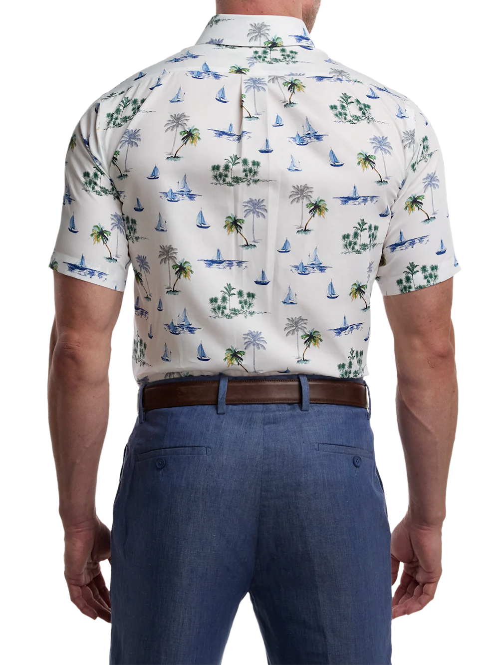 Non-Iron Cotton Novelty Dress Shirt With Contrast Trim - White Multi - Image 5