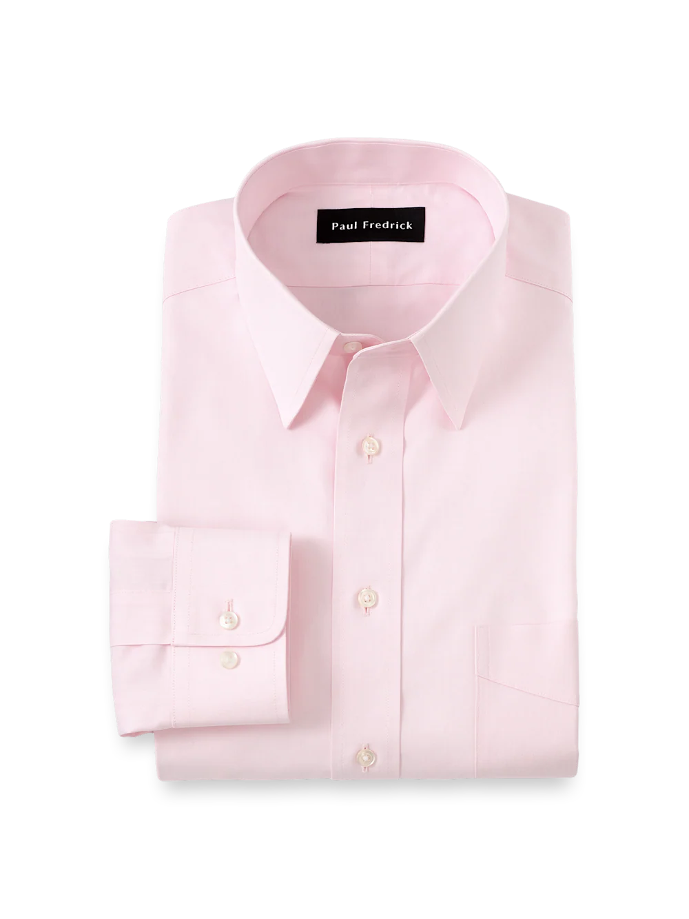 Non-Iron Cotton Pinpoint Solid Point Collar Dress Shirt - Pink