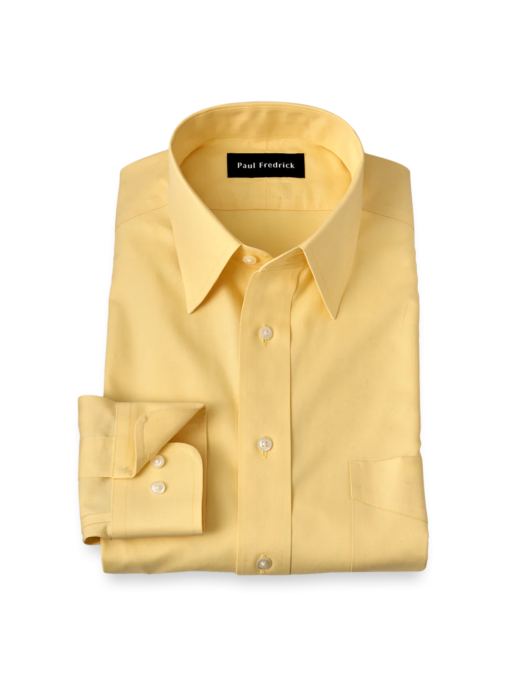 Non-Iron Cotton Pinpoint Solid Point Collar Dress Shirt - Yellow