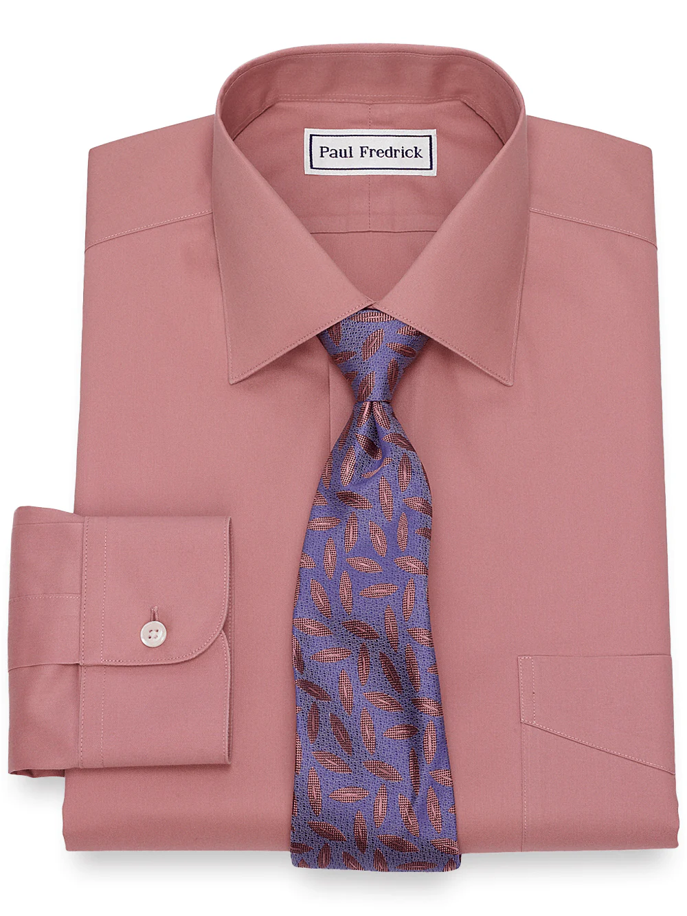 Non-Iron Cotton Pinpoint Solid Spread Collar Dress Shirt - Pink