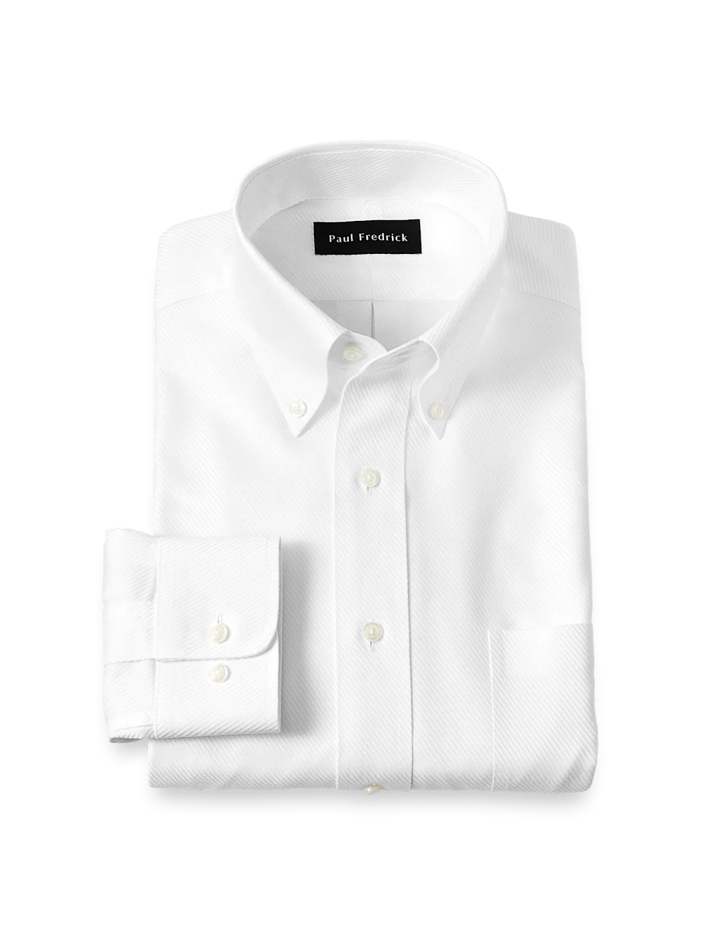 Non-Iron Cotton Twill Button Down Collar Dress Shirt - White