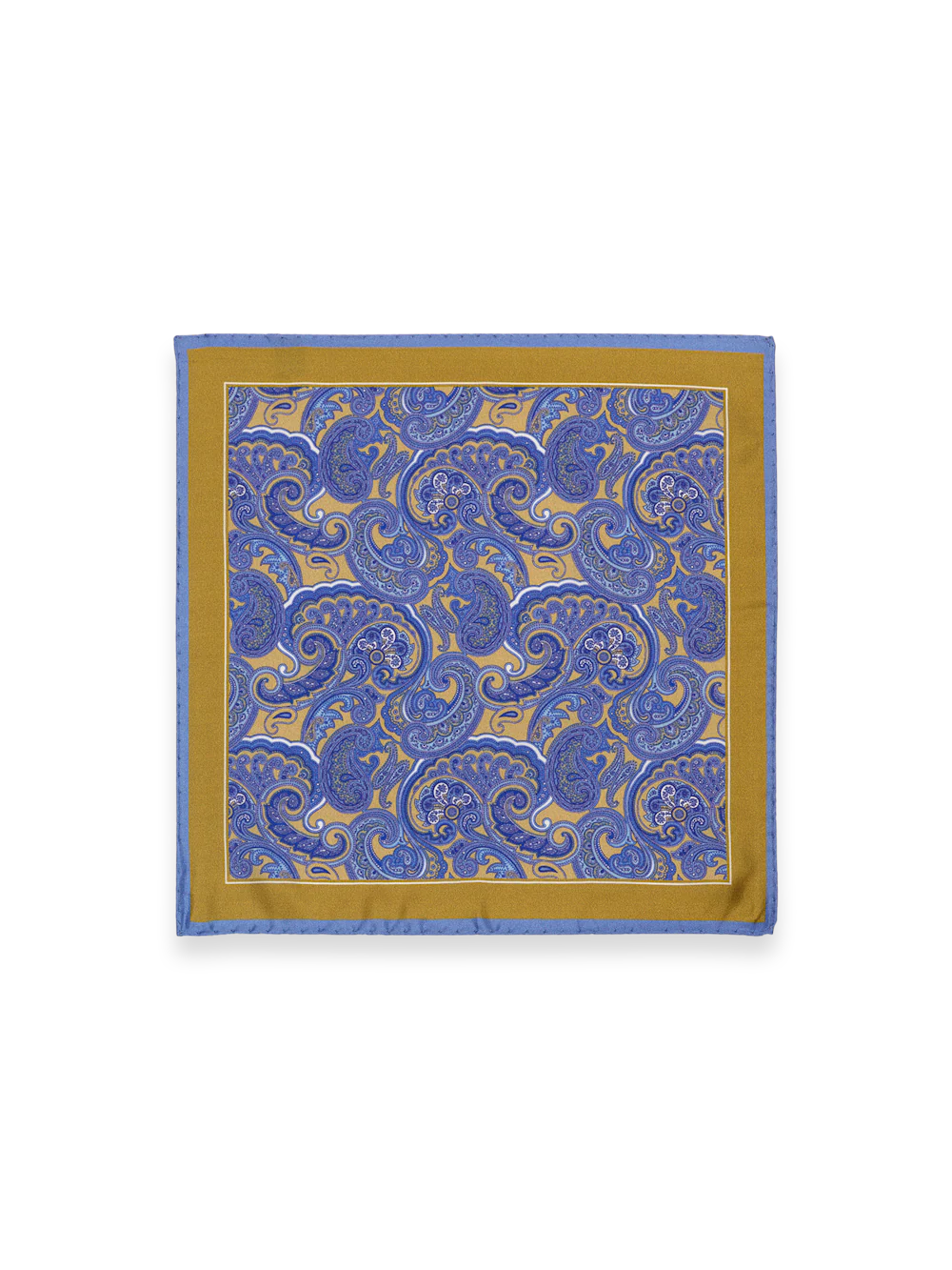 Paisley Silk Pocket Square - Gold/blue - Image 2