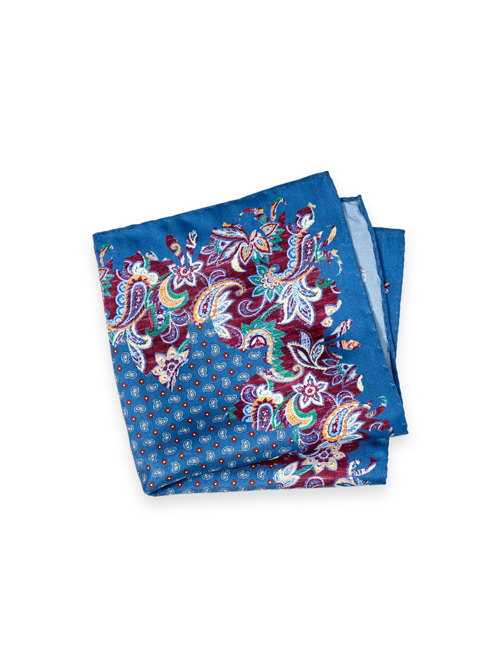 Paisley Silk Pocket Square - Blue/red