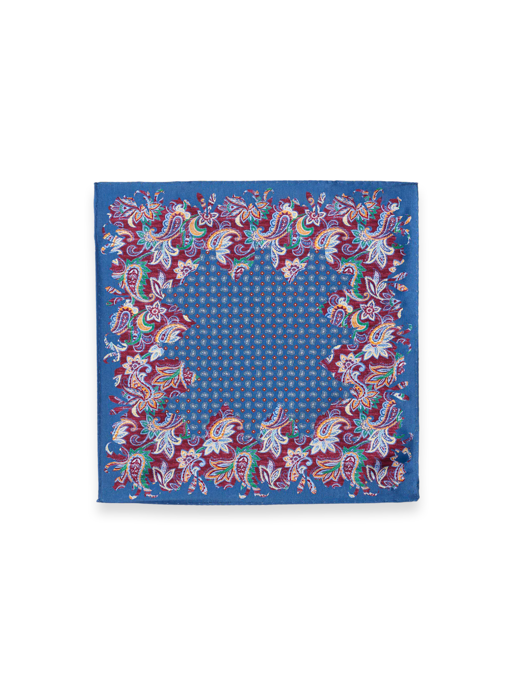 Paisley Silk Pocket Square - Blue/red - Image 2