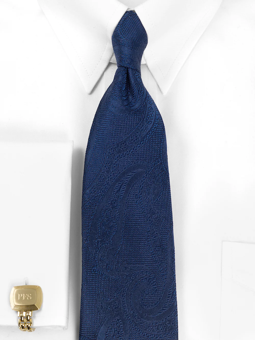 Paisley Woven Silk Tie - Navy - Image 2