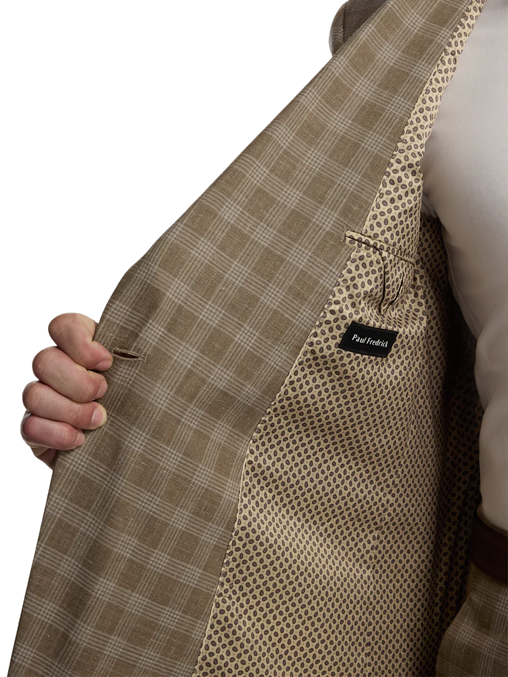 Plaid Wool Blend Double Breasted Peak Lapel Suit - Brown Plaid - Image 4