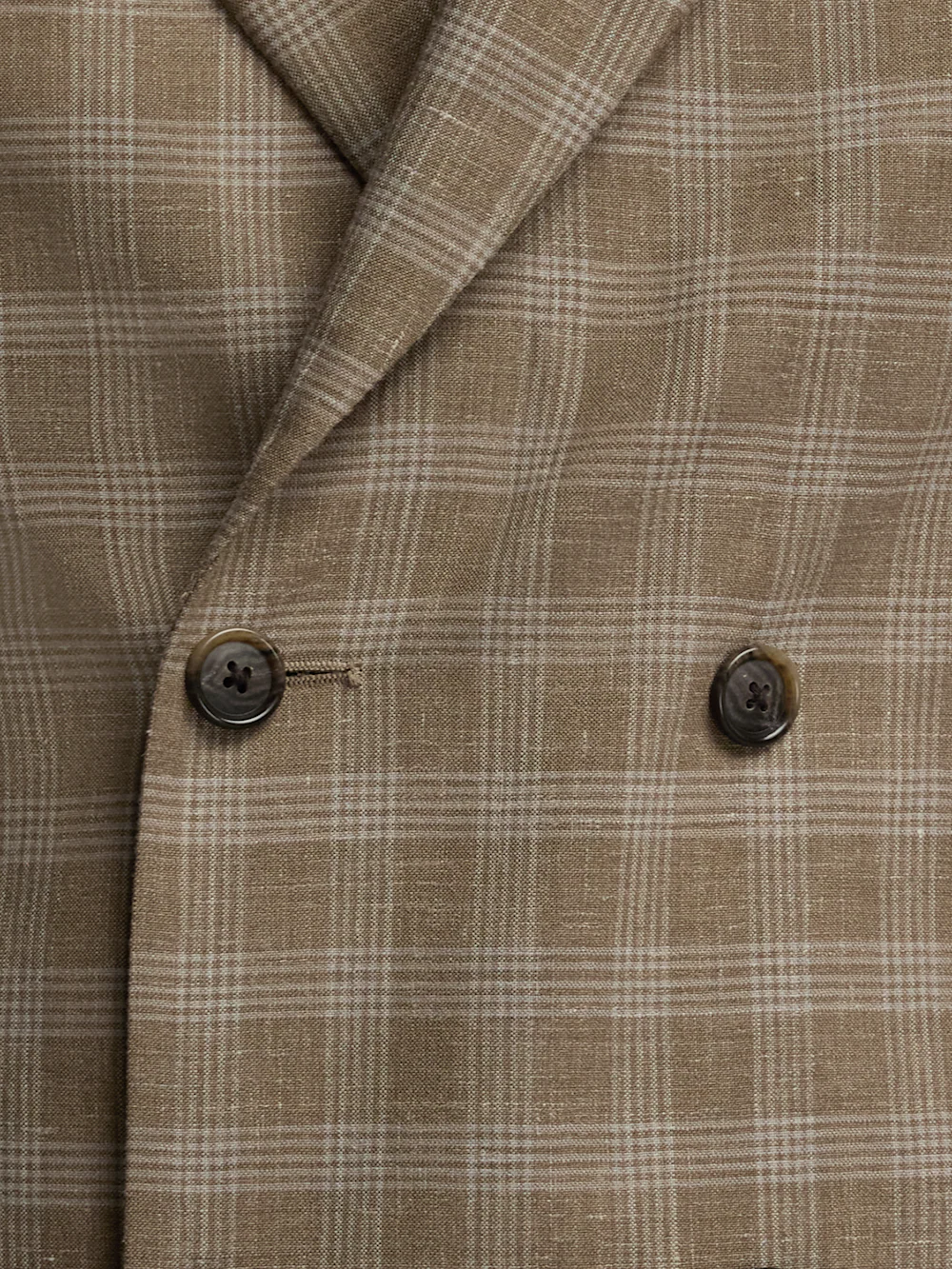 Plaid Wool Blend Double Breasted Peak Lapel Suit - Brown Plaid - Image 5