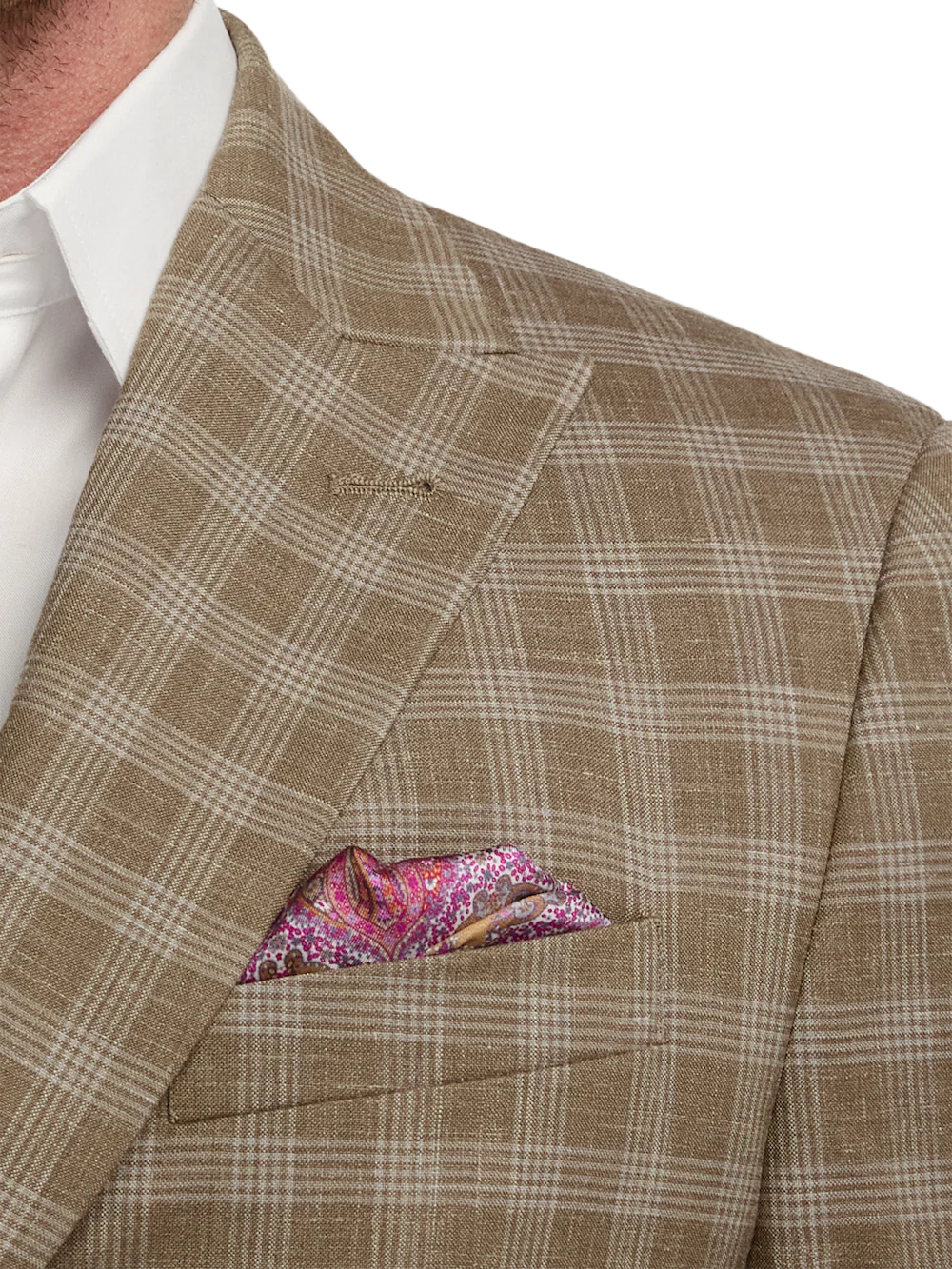 Plaid Wool Blend Double Breasted Peak Lapel Suit - Brown Plaid - Image 6