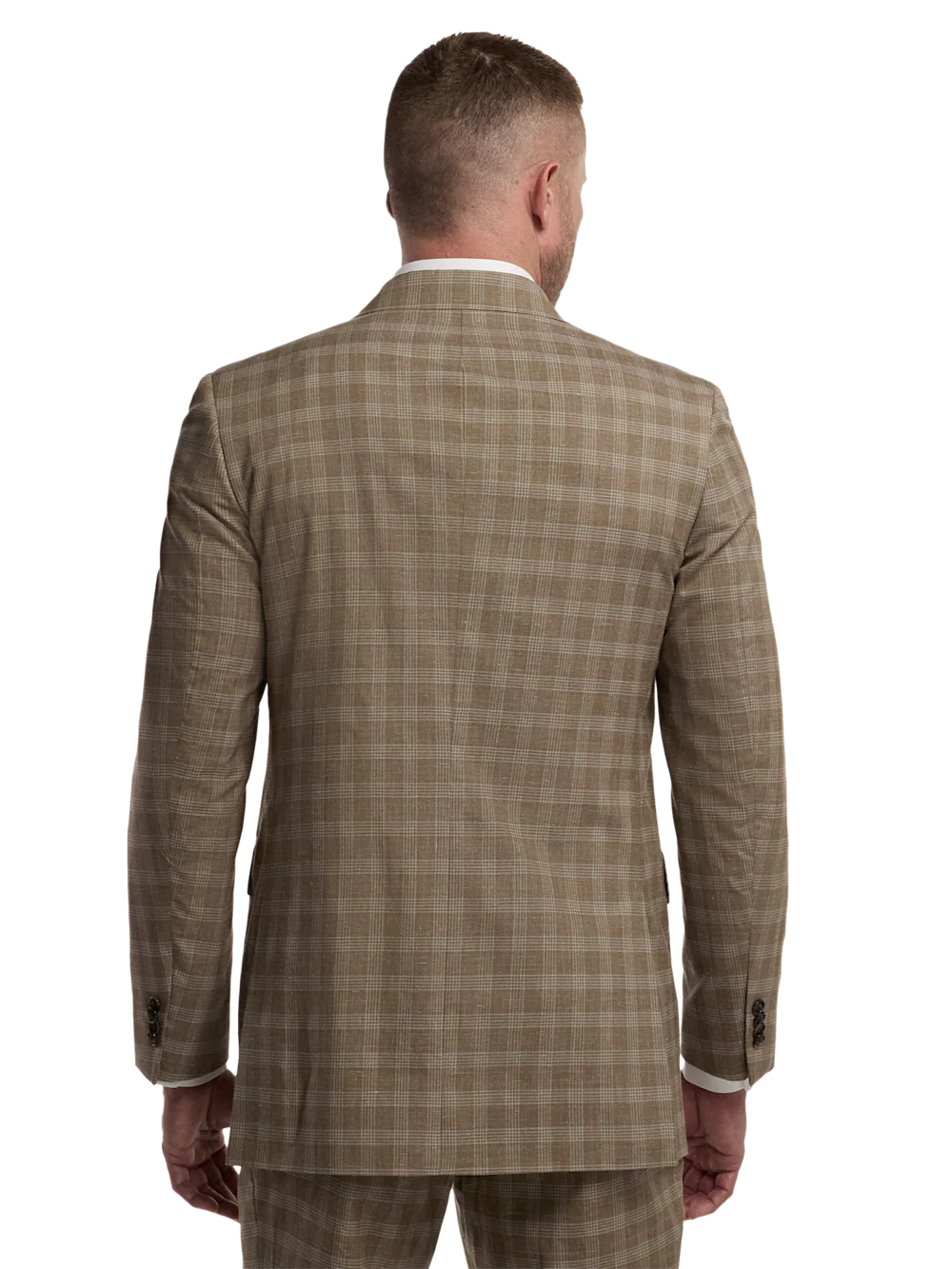 Plaid Wool Blend Double Breasted Peak Lapel Suit - Brown Plaid - Image 7