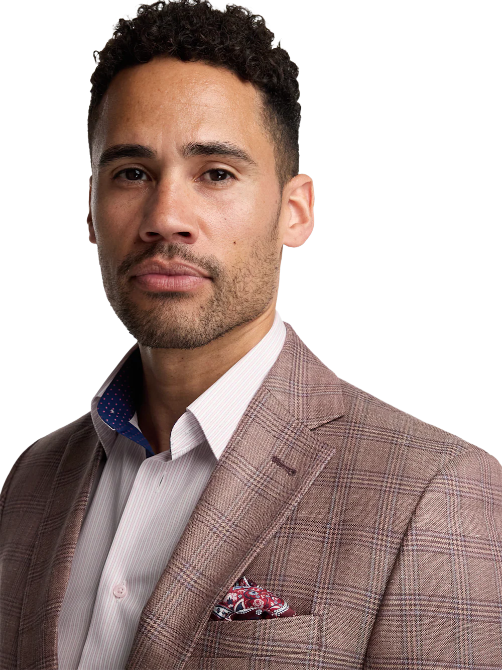 Plaid Wool Blend Single Breasted Notch Lapel Suit - Wine Plaid - Image 3