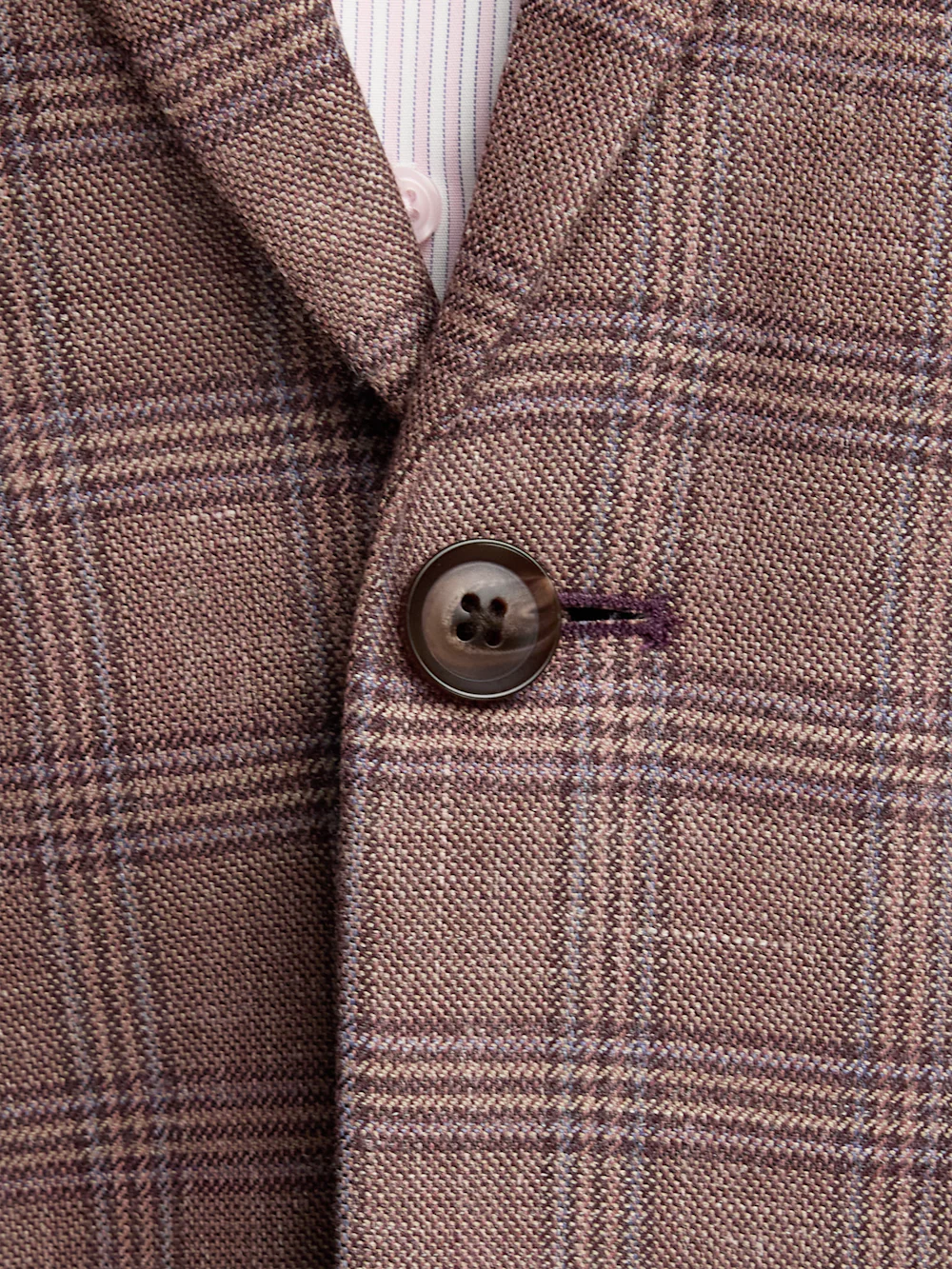Plaid Wool Blend Single Breasted Notch Lapel Suit - Wine Plaid - Image 5