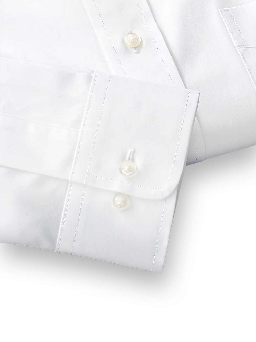 Pure Cotton Broadcloth Solid Color Button Down Collar Dress Shirt - Blue - Image 4