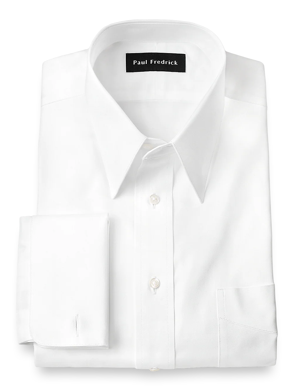 Pure Cotton Pinpoint Edge-stitched Straight Collar Dress Shirt - White