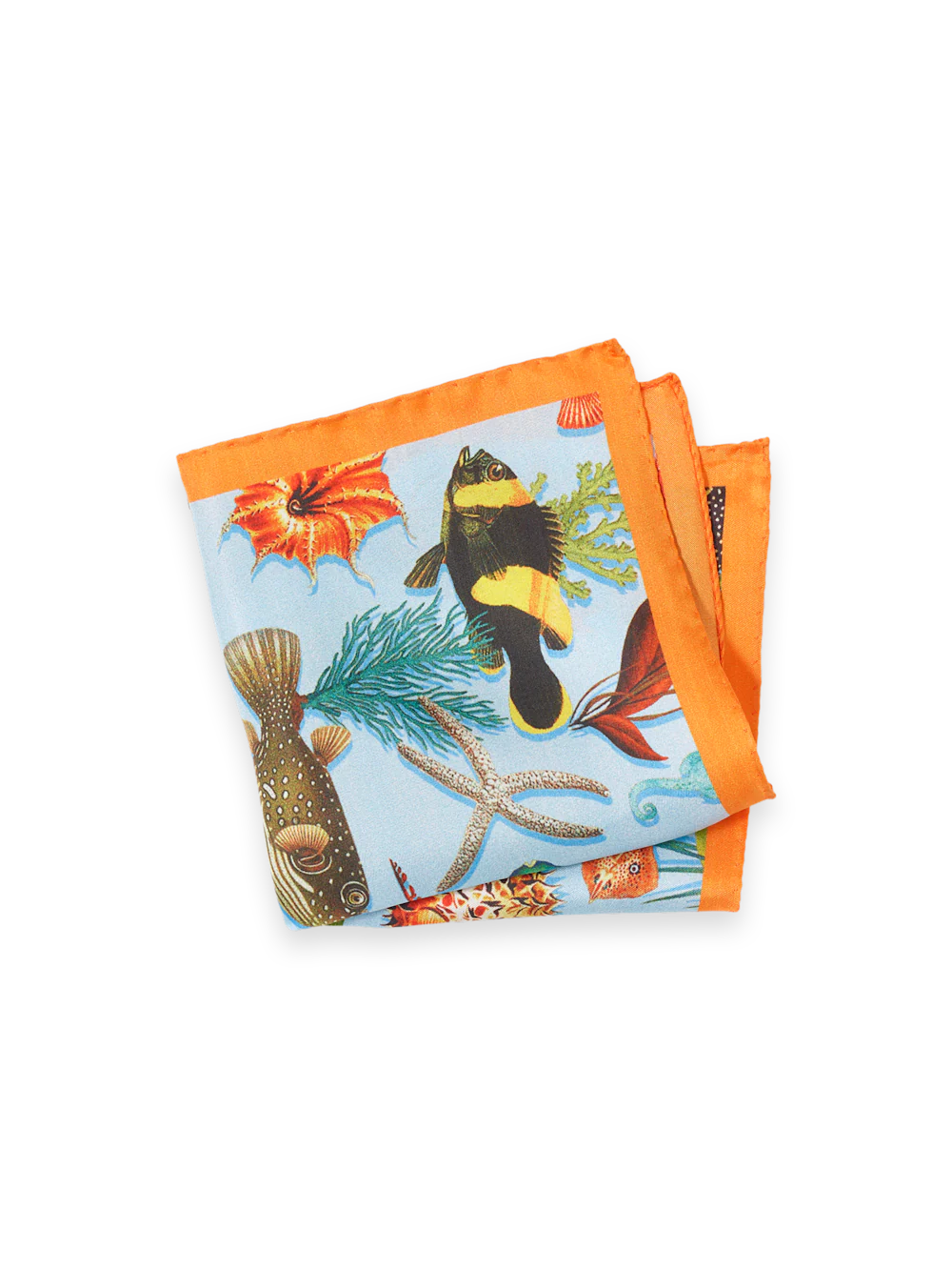 Sea Life Silk Pocket Square - Blue Multi