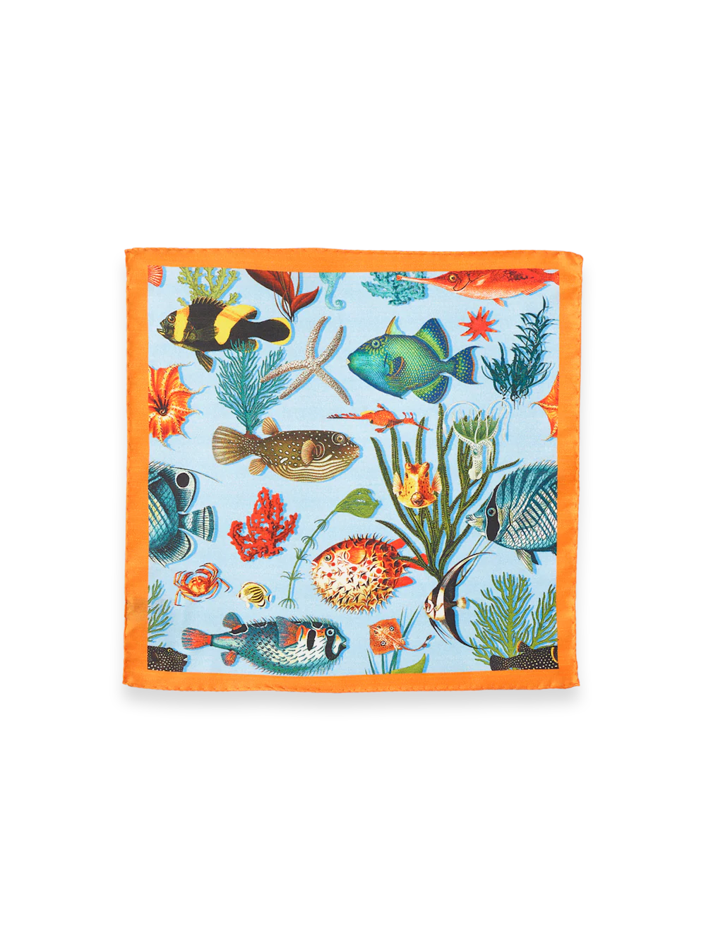 Sea Life Silk Pocket Square - Blue Multi - Image 2