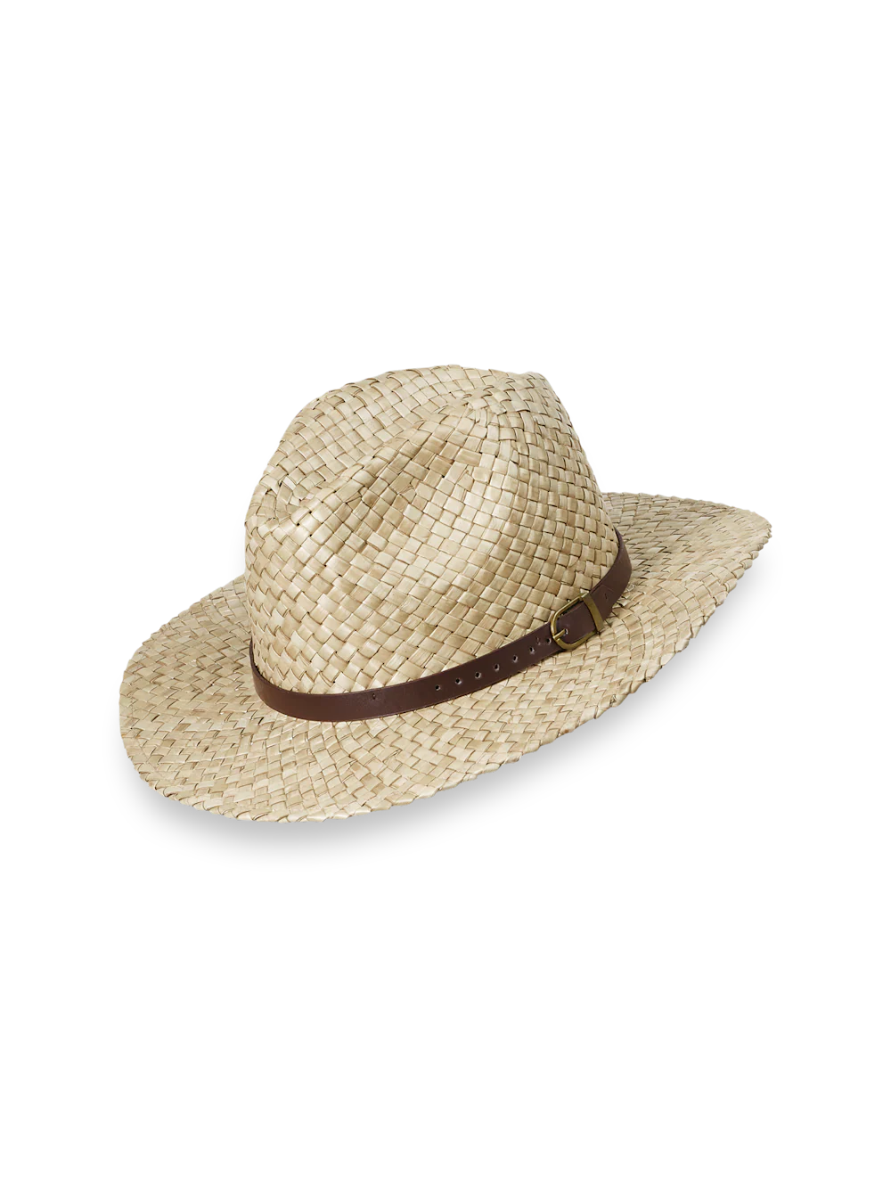 Straw Fedora With Leather Band - Natural