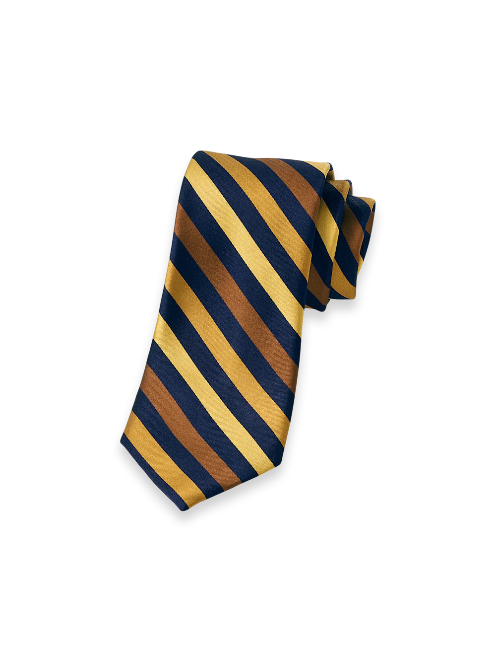 Stripe Woven Silk Tie - Gold/navy