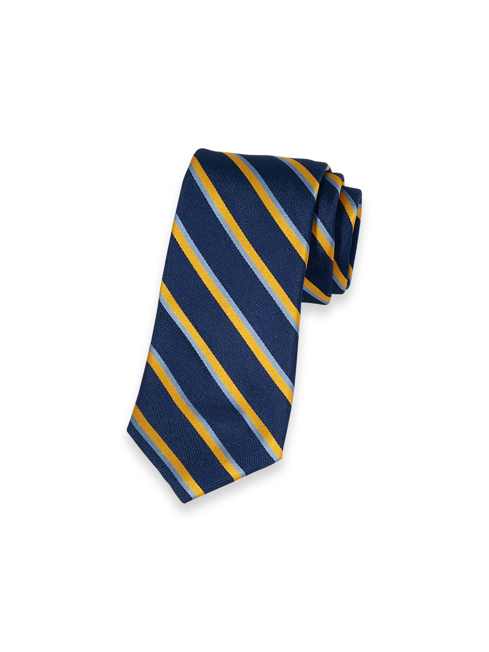 Stripe Woven Silk Tie - Navy/yellow