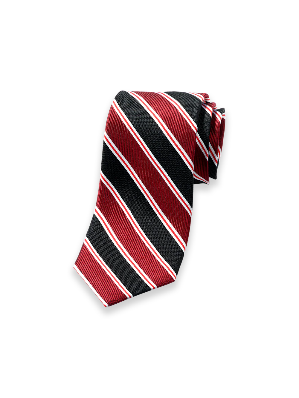 Stripe Woven Silk Tie - Red/black