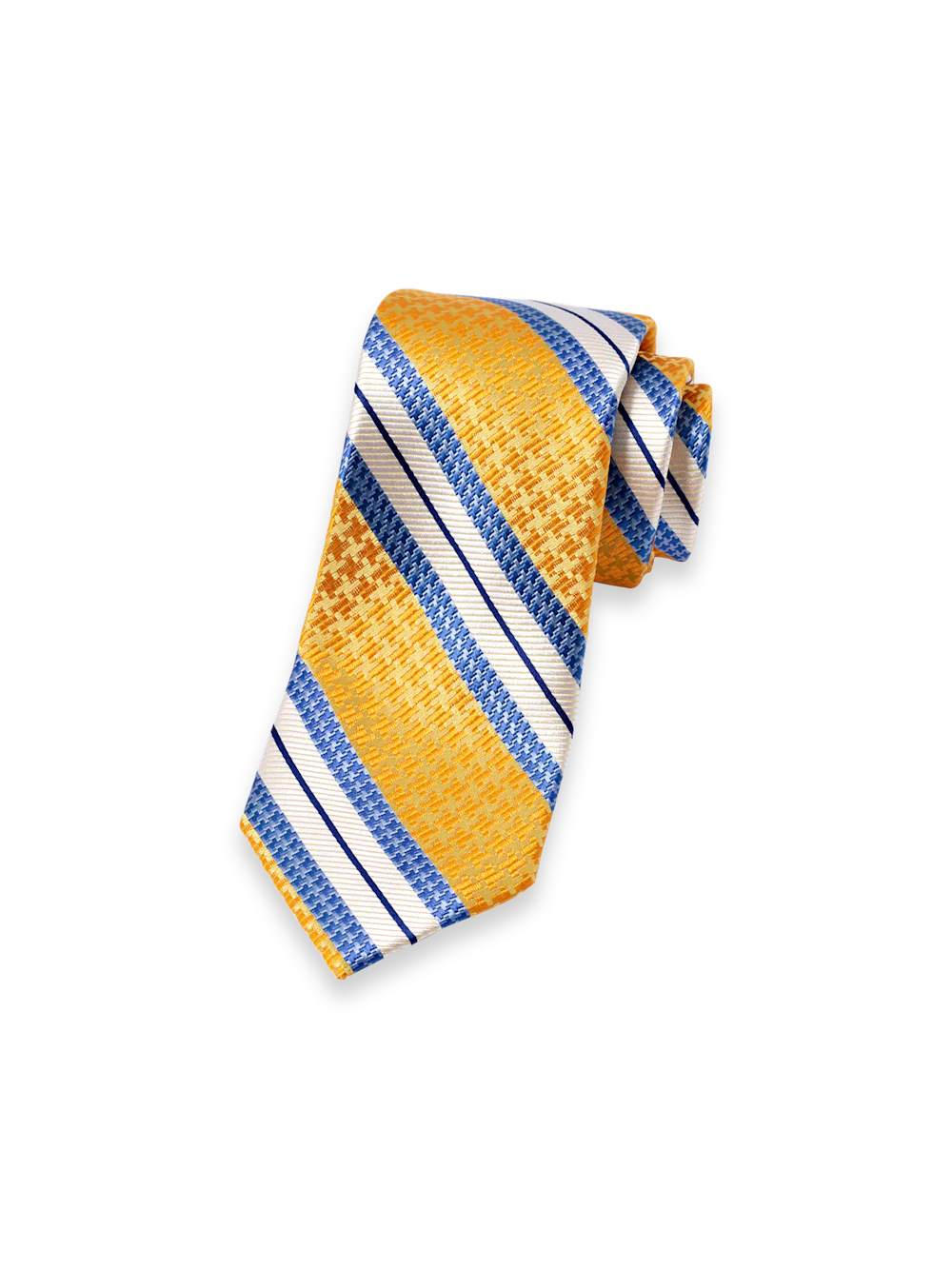 Stripe Woven Silk Tie - Yellow/blue