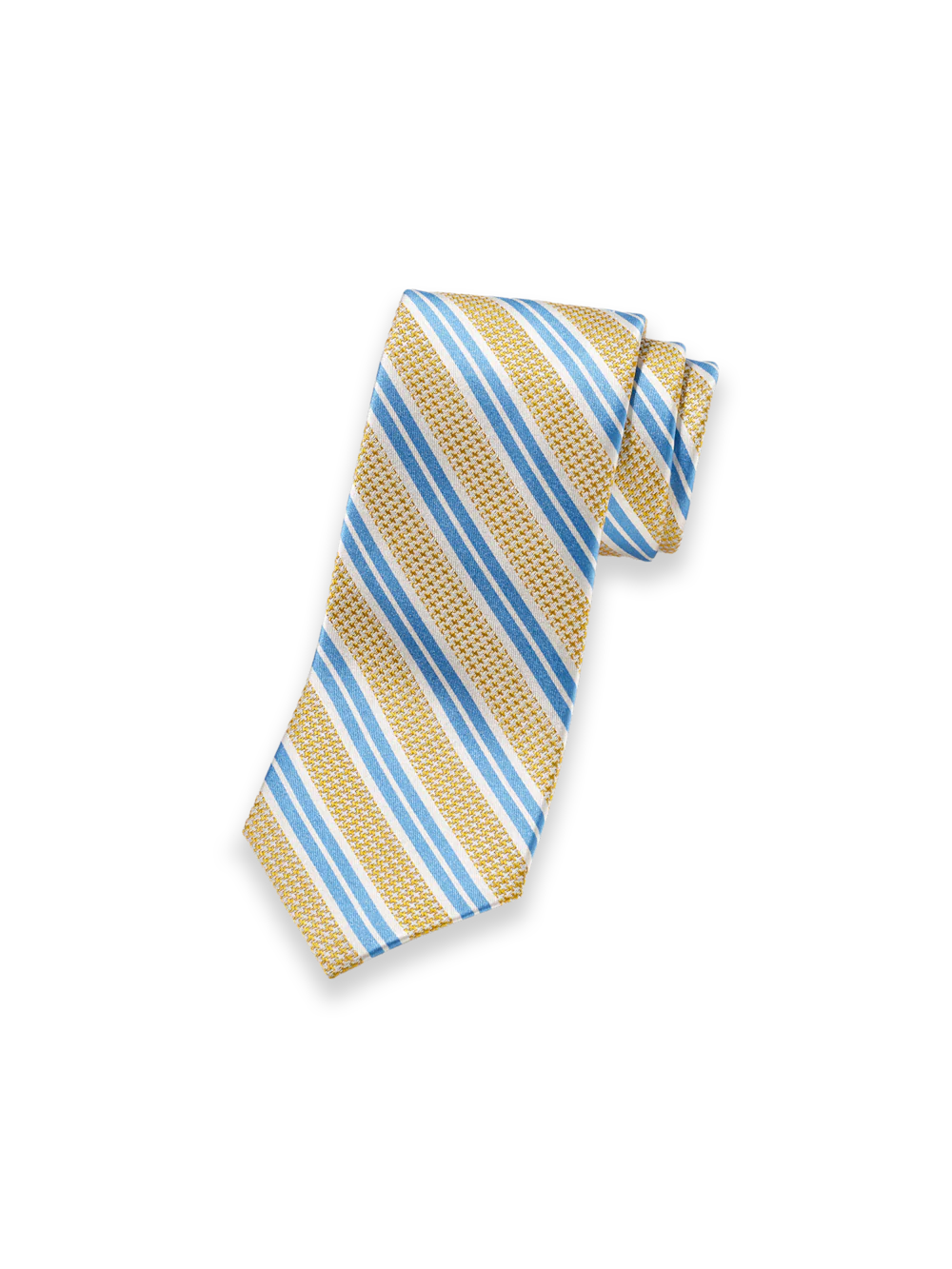 Stripe Woven Silk Tie - Yellow/blue