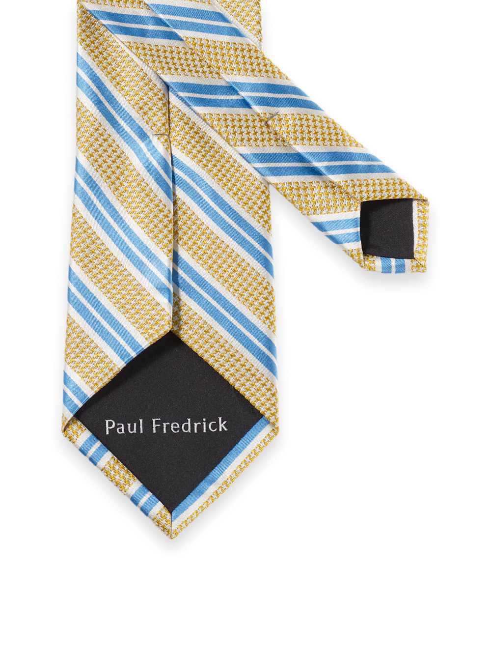 Stripe Woven Silk Tie - Yellow/blue - Image 3