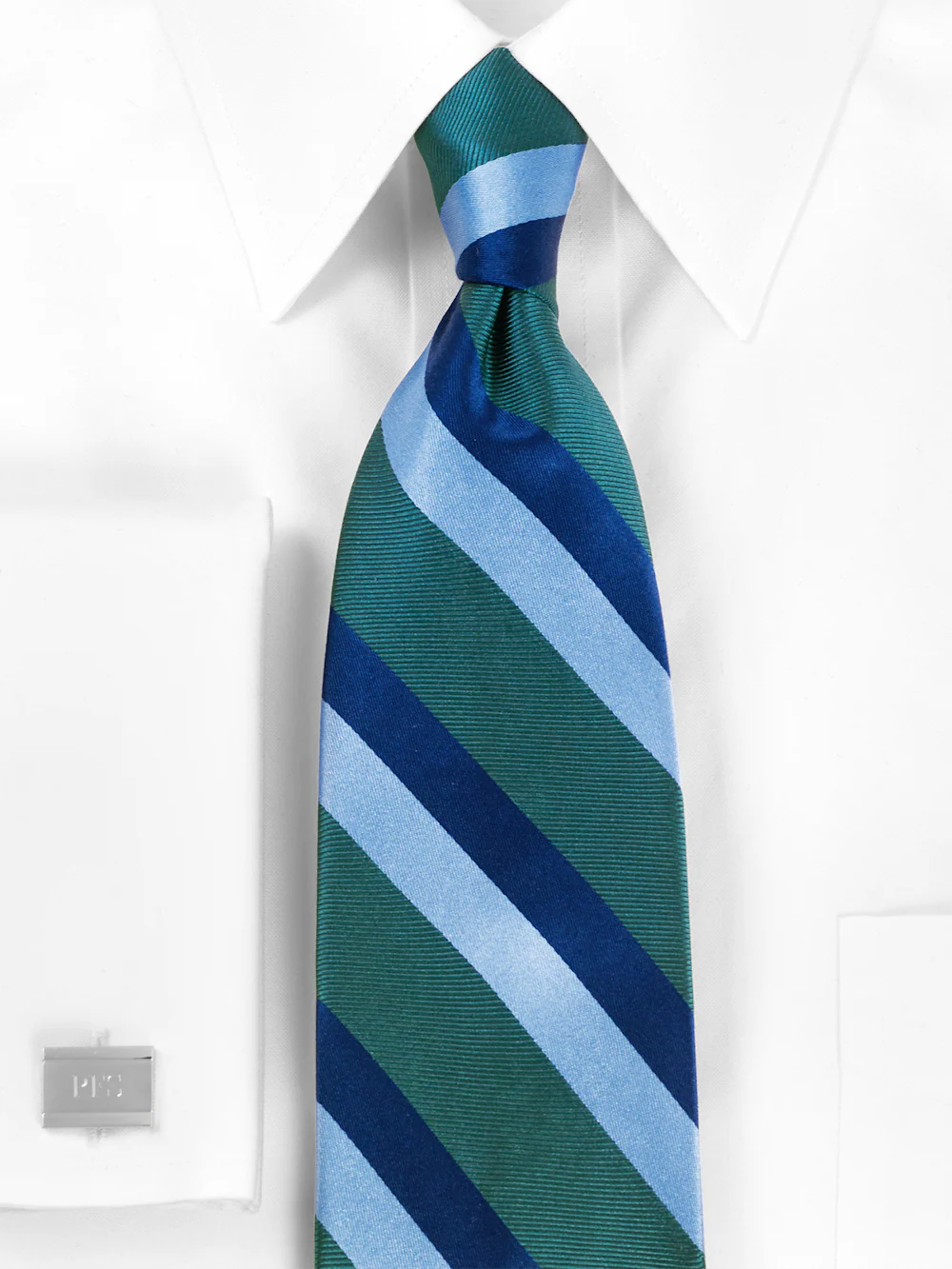 Stripe Woven Silk Tie - Teal/blue - Image 2