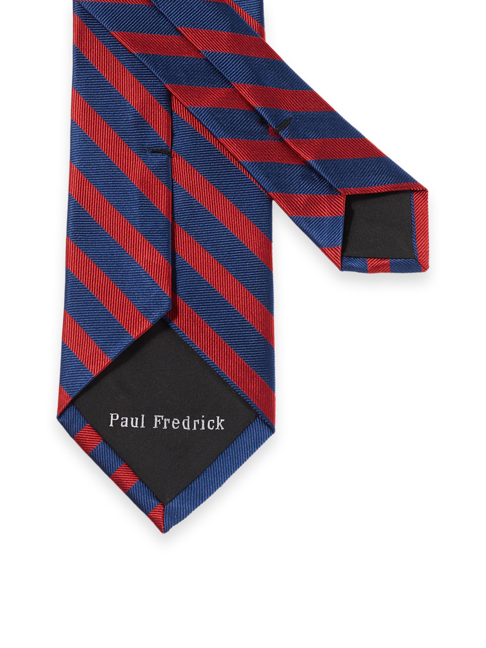 Stripe Woven Silk Tie - Red/navy - Image 3