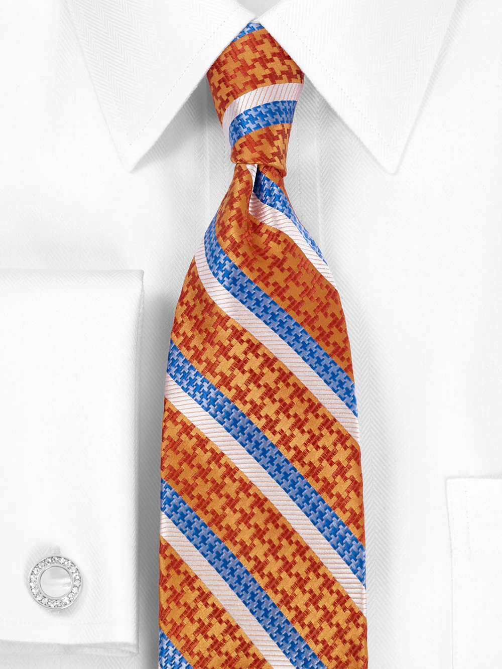 Stripe Woven Silk Tie - Orange Multi - Image 2