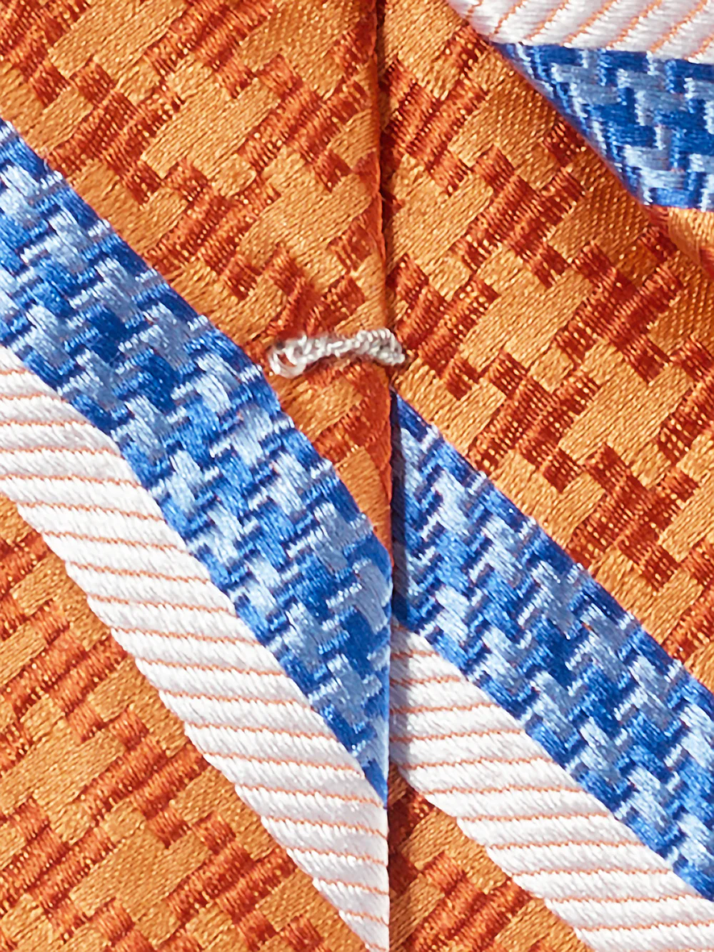 Stripe Woven Silk Tie - Orange Multi - Image 4