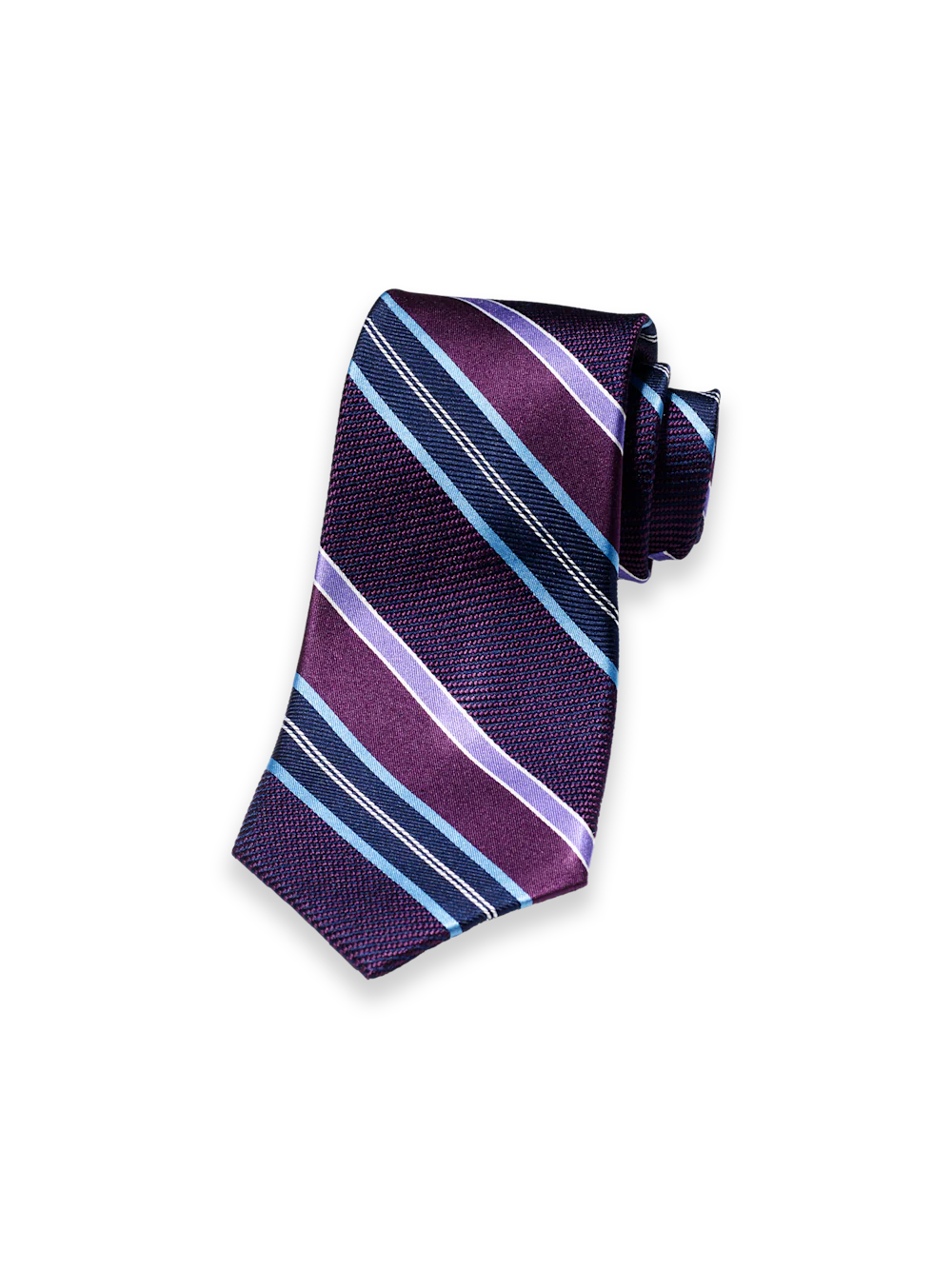 Stripe Woven Silk Tie - Purple/blue