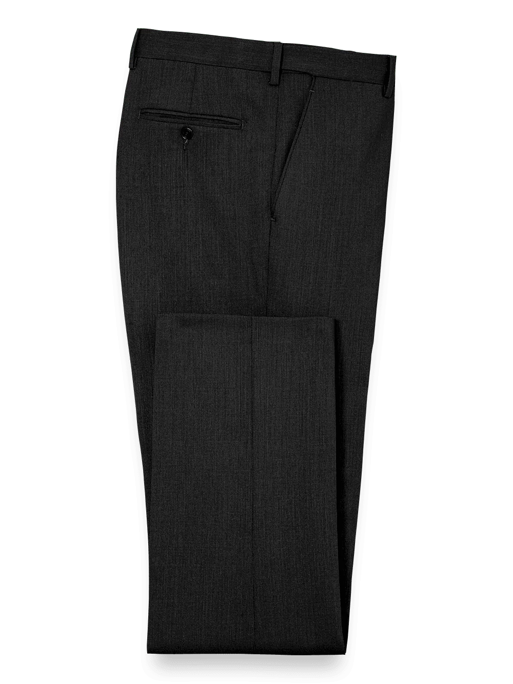 Tailored Fit Essential Wool Flat Front Pants - Black