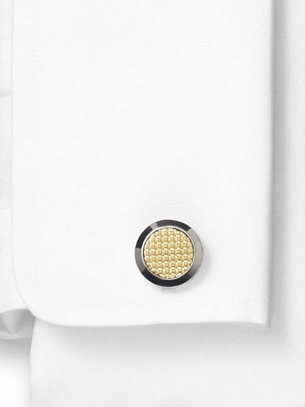 Textured Circle Cufflink - Gold/silver - Image 2