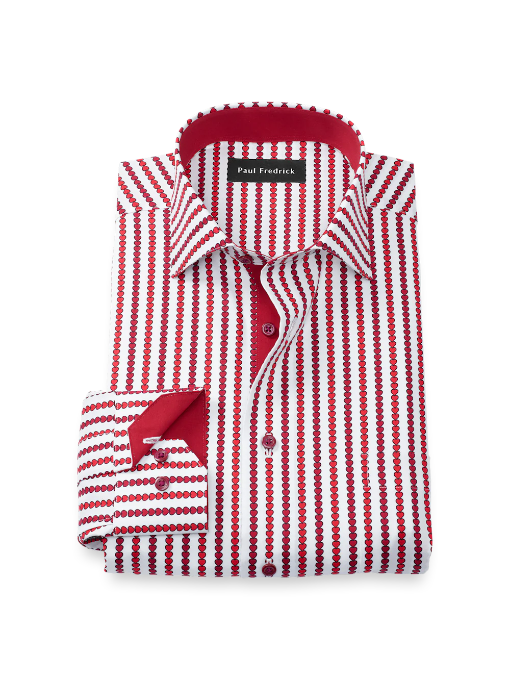 Valentine's Day Comfort Stretch Non-Iron Heart Dress Shirt With Contrast Trim - White/red