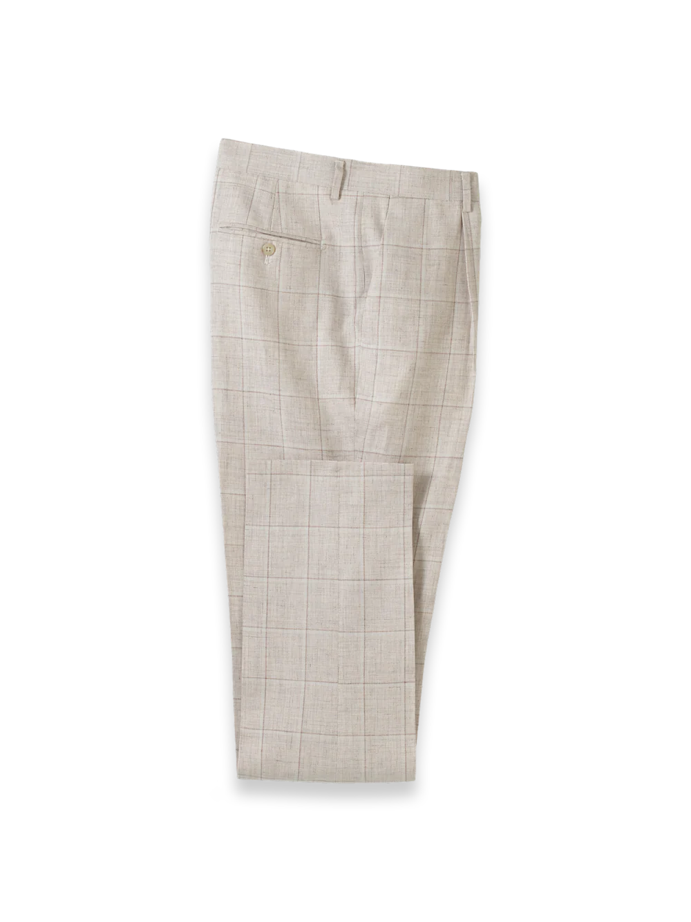 Windowpane Linen Blend Single Breasted Notch Lapel Suit - Tan Windowpane - Image 9