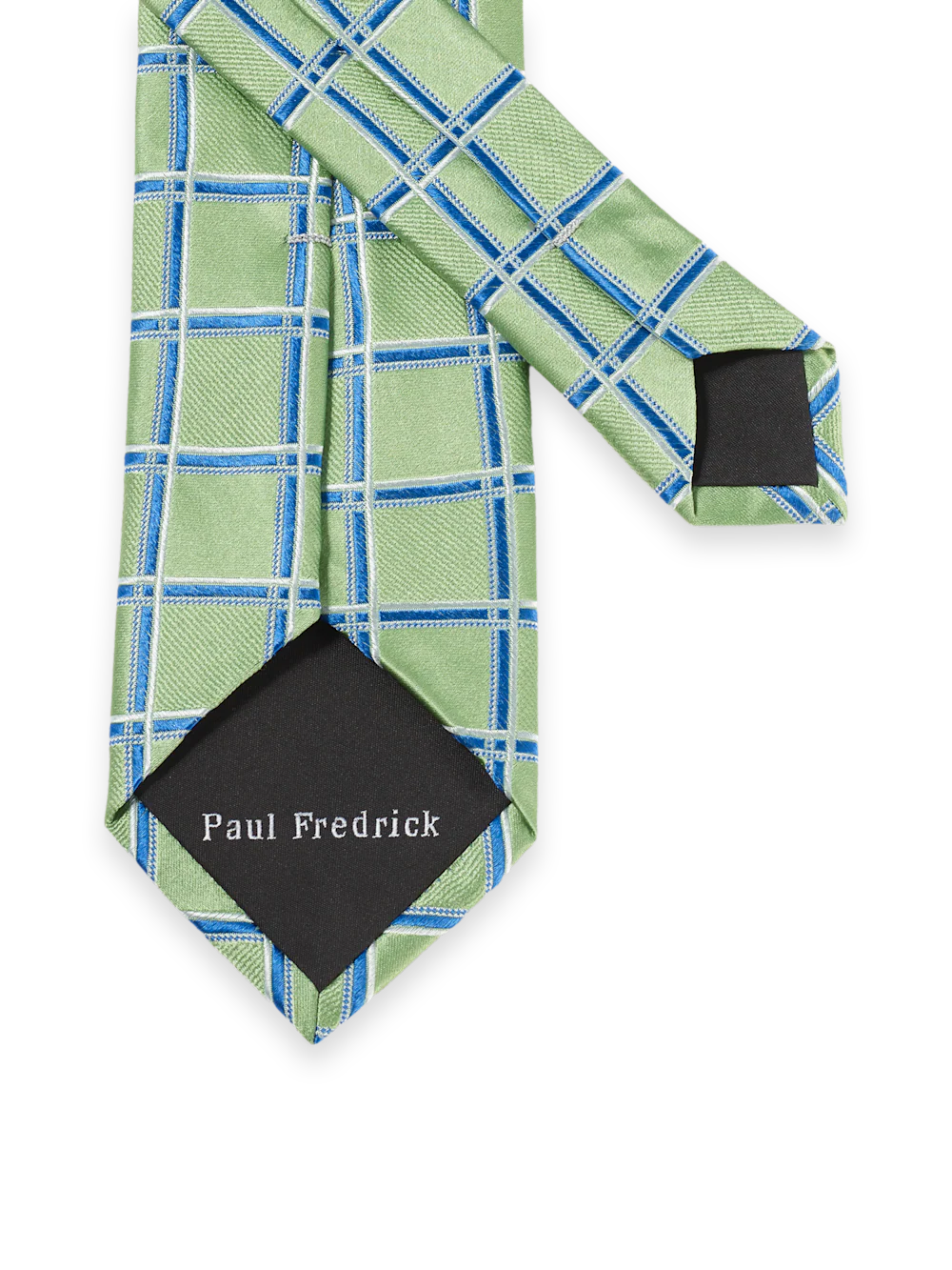 Windowpane Woven Silk Tie - Green/blue - Image 3