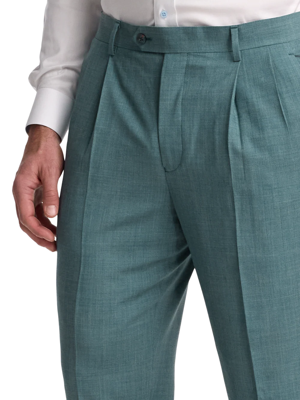 Wool Bengaline Suit Pants - Teal - Image 8