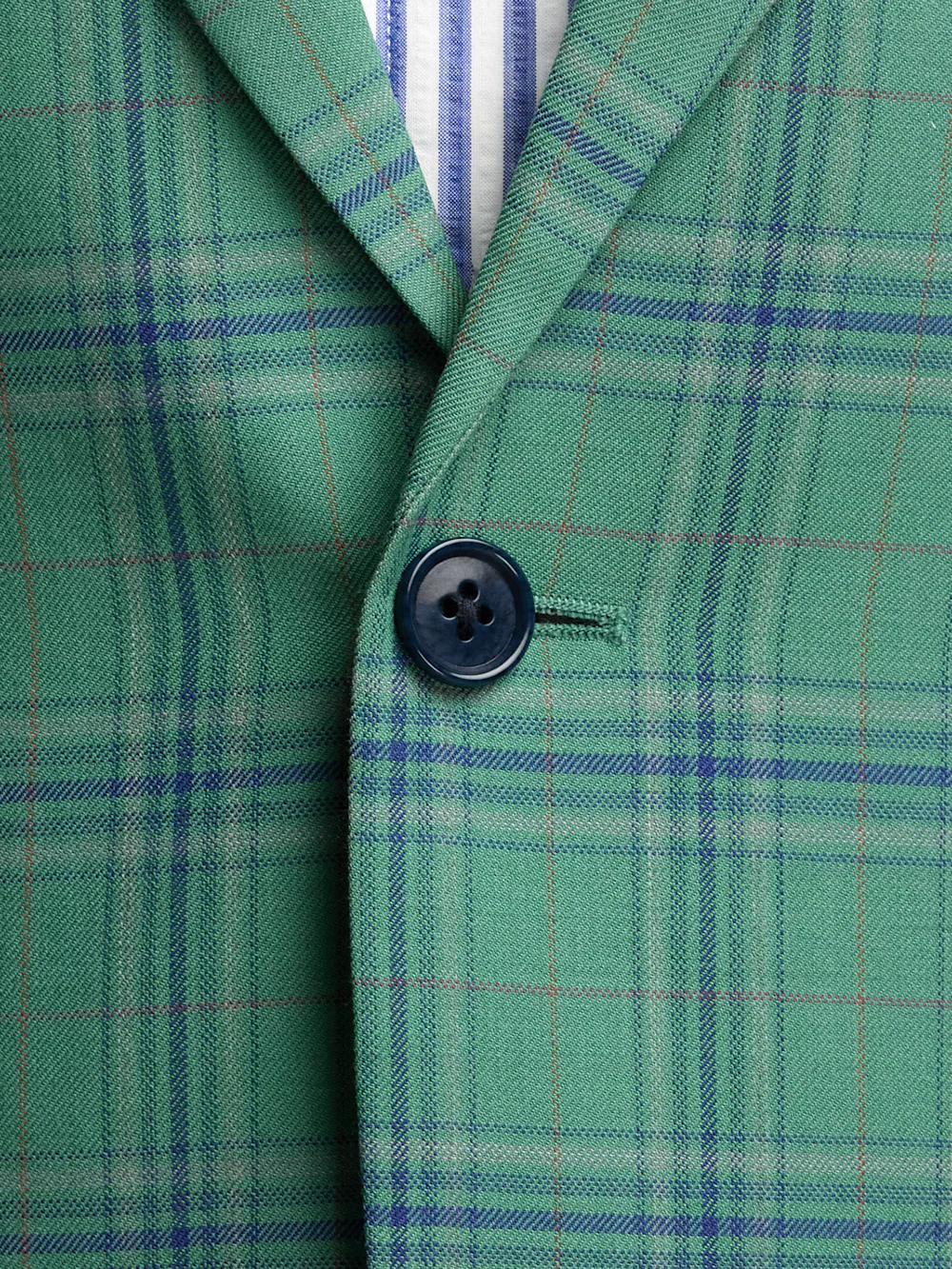 Wool Blend Plaid Single Breasted Notch Lapel Sport Coat - Aqua - Image 5
