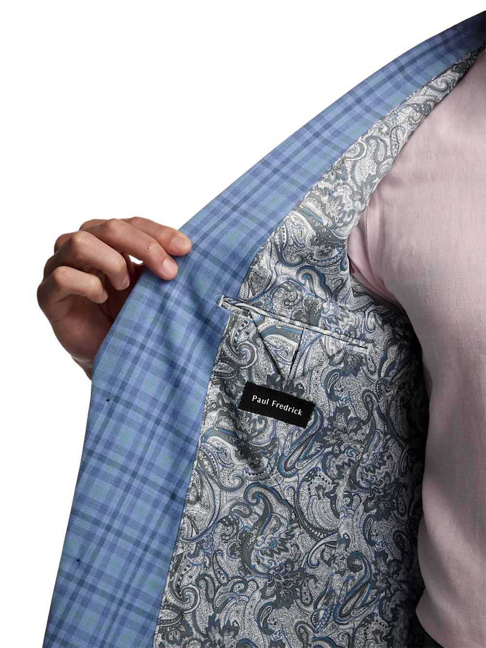 Wool Blend Plaid Single Breasted Peak Lapel Sport Coat - Blue/green - Image 4
