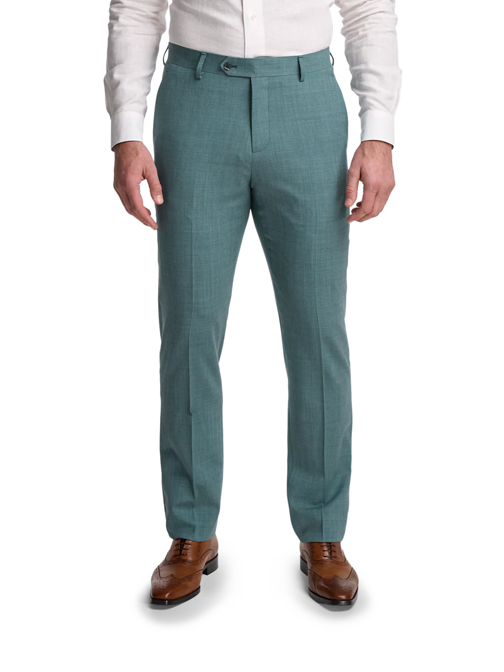 Wool Blend Single Breasted Peak Lapel Suit - Teal - Image 9