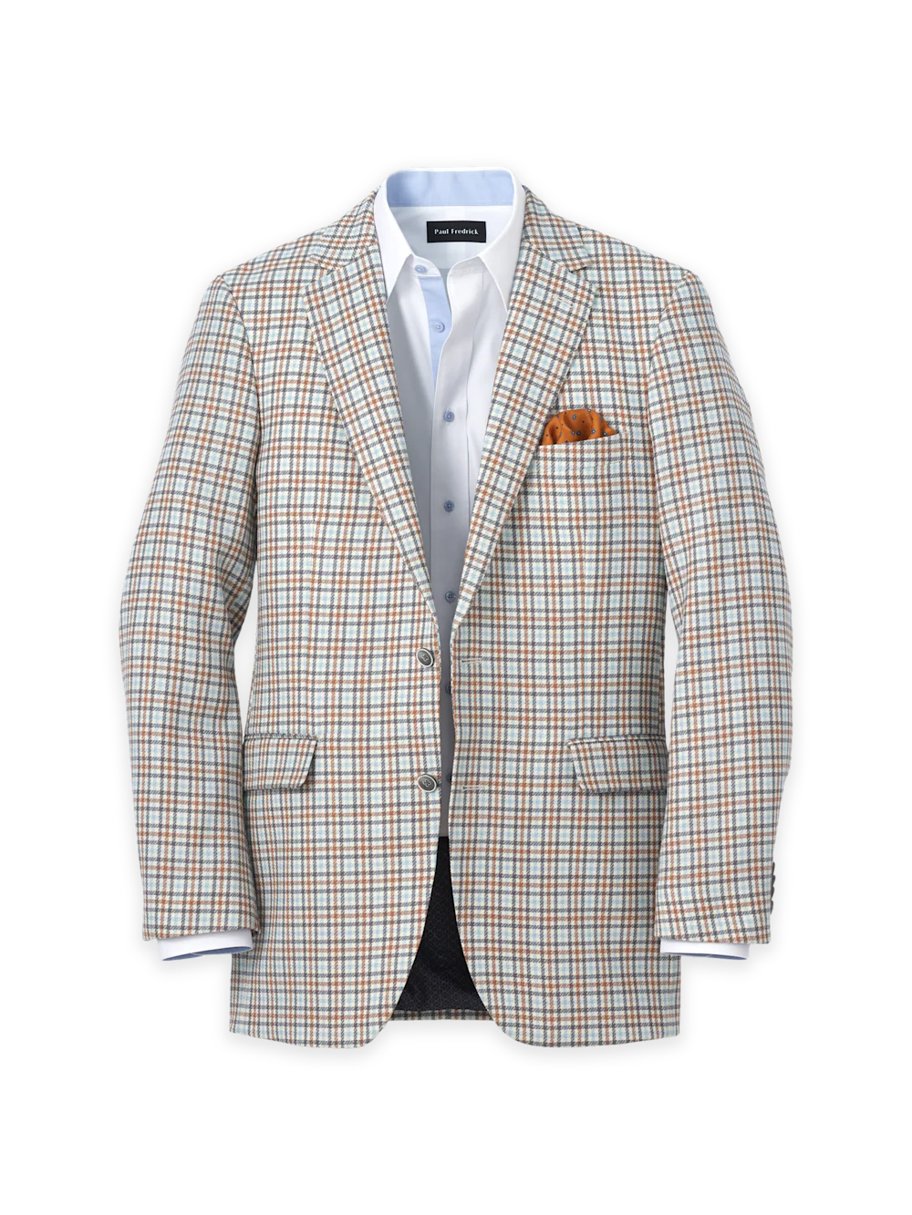 Wool Gingham Single Breasted Notch Lapel Sport Coat - Multi